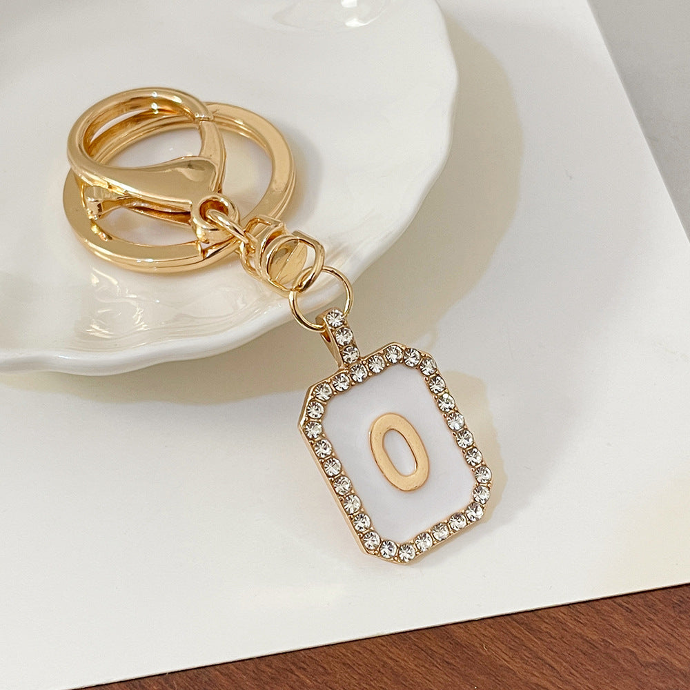 Wholesale 26 Letters Diamond-drip Oil Key Chain